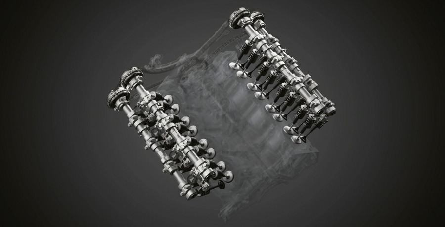 DOHC-Ventilsteuerung Titan-Einlassventile mit doppelten Ventilfedern ermöglichen eine präzise Steuerung des Ventiltriebs bei hohen Drehzahlen und gewährleisten so eine optimale Performance auf der Rennstrecke